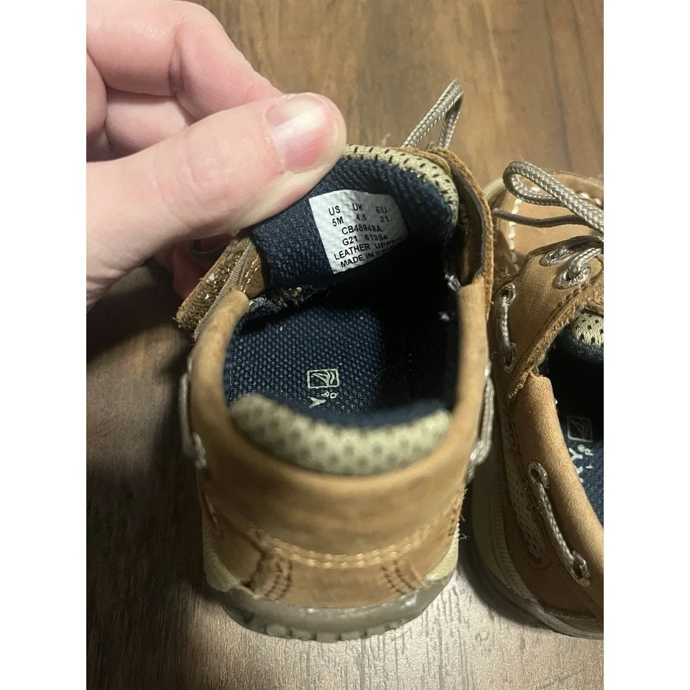 Sperry Kids Lanyard Boat Shoes Size 5M Brown Leather Nautical Casual Deck Shoes